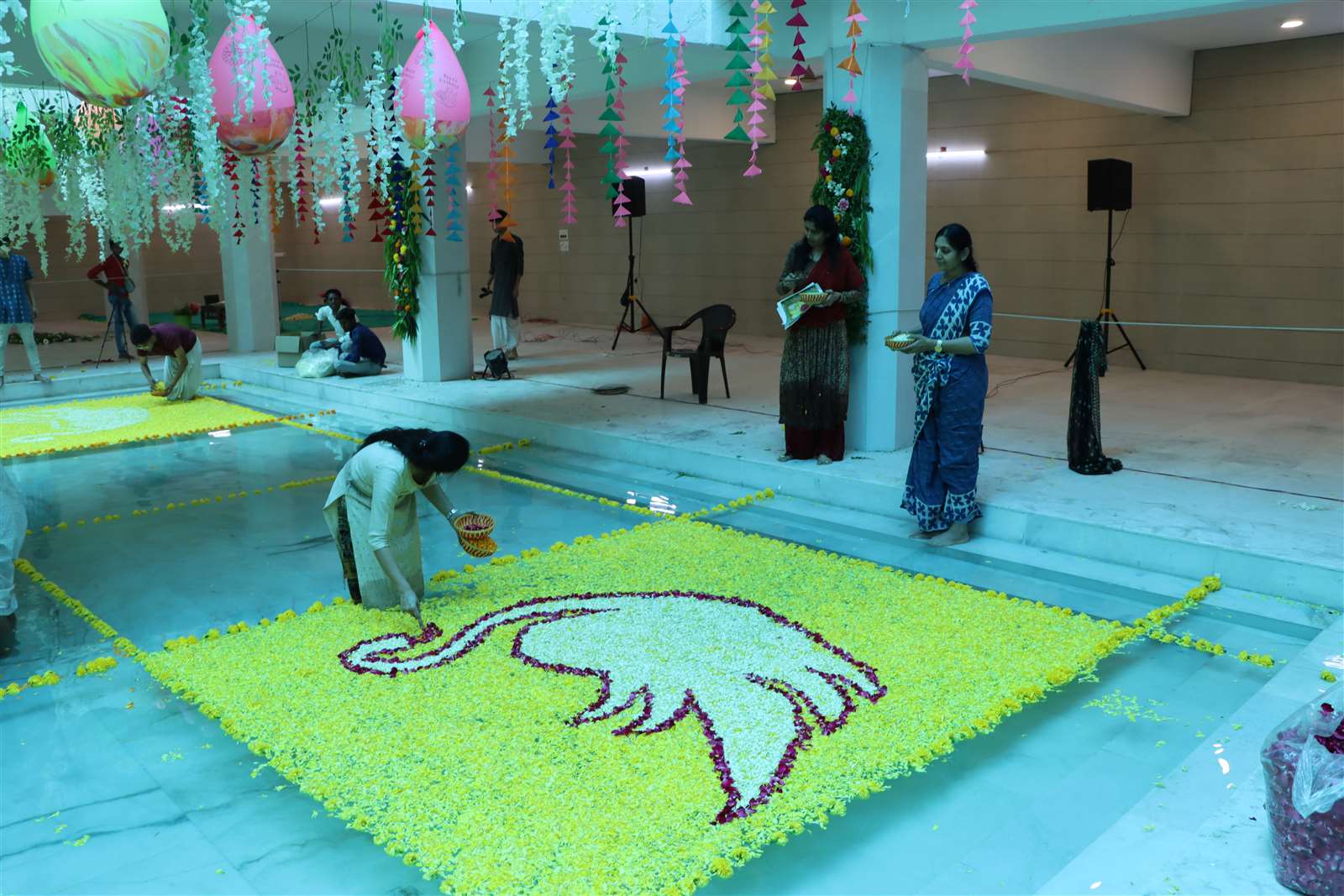 Festival Flower Decoration in the Temple Basement